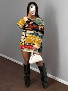 Slaydiva 2025新款休闲卡通图案宽松长袖上衣，秋冬新款 - 彩色 - 查看 5