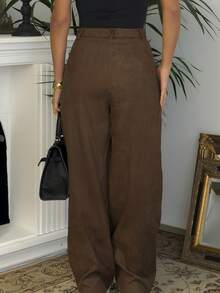 Ronhire High Waisted Straight-Leg Pants - Brown - View 2