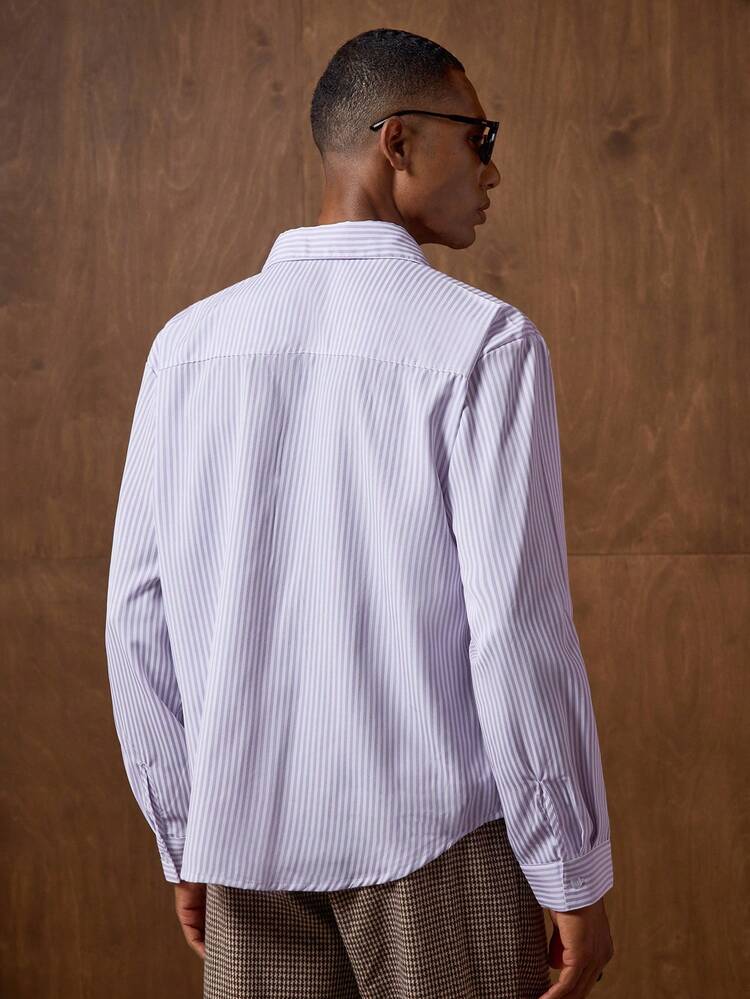 Men's Casual Striped Long Sleeve Shirt, Autumn