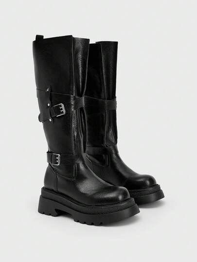 Sugerpunk 女士休闲简约过膝长靴，适合通勤，秋冬季穿着