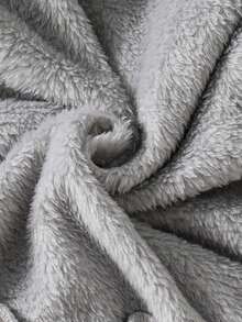 男童毛绒柔软连帽衫，带袋鼠口袋和刺绣贴片，搭配宽松运动裤套装 - 灰色 - 查看 6