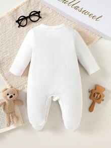 Spring/Autumn Gentleman Bow Tie Romper, 2 In 1 Baby Jumpsuit Long Sleeve Outfit, 1 Year Old Baby Crawler Suit - Multicolor - View 2