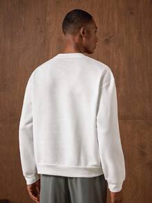 AKNOTIC Men's Plant Embroidery Crew Neck Casual Long Sleeve Sweatshirt Jersey Sweater Sweat Shirts For Men Embroidered Sweatshirt Male Sweater Graphic - White - View 5