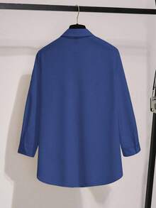 Franclia Áo cánh xếp ly tay 3/4 thanh lịch thường ngày dành cho nữ - Màu xanh lam - Xem 2