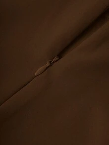 Franclia 女士优雅蝴蝶结拉链装饰A字裙 - 棕色 - 查看 3