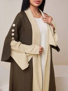 Veilorie 女士时尚优雅撞色开襟长袍 - 彩色 - 查看 6