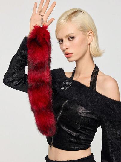 Grunge Punk 1 قطعة ذيل ثعلب من الفرو الصناعي البني الأومبري عالي الجودة متعدد الاستخدامات، ديكور شخصي على شكل ذيل ثعلب للمفاتيح أو الحقائب، مناسب للنساء والفتيات للاستخدام اليومي، هدية مناسبة للمناسبات