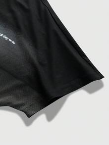 ROMWE MEN Goth 男士时尚卡通标语印花蝙蝠袖T恤，夏季 - 黑色 - 查看 7