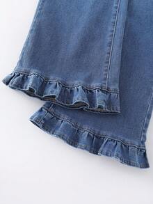 GlowEve Women's Fashion Casual Flared Jeans With Pockets And Ruffle Hem - Blue - View 4