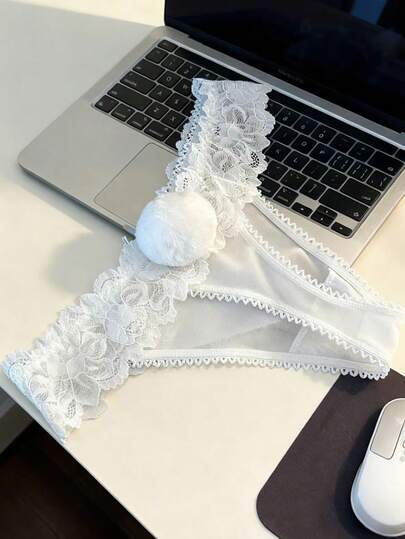 Pom Pom Decor Lace Panty Lingerie