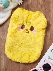 PETSIN 1 Atuendo para mascotas con estilo japonés e coreano Ins, aislamiento de peluche, color amarillo limón, ropa para perros y gatos, chaleco bordado de oso de peluche, se puede quitar - Amarillo - Ver 2