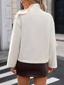 EMERY ROSE Áo khoác nữ trơn màu tối giản, thanh lịch, thoải mái khi đi làm - Màu be - Xem 2