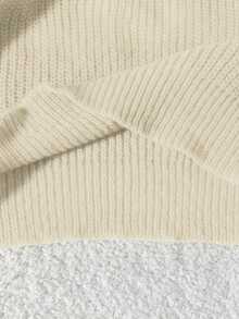Franclia Casual Solid Color Drop Shoulder Sweater, Autumn/Winter - Beige - View 6