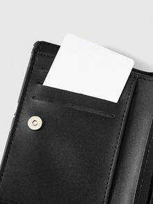 ROMWE Ví phong cách Gothic, hình giọt nước mắt đá quý pha lê hình cô gái Punk, ngôi sao, mặt trời, thanh kiếm, thiết kế sáng tạo hình ngôi sao năm cánh, ví đựng thẻ thời trang thường ngày - Trắng đen - Xem 6