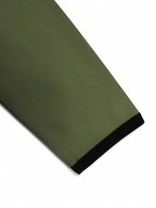 Manfinity Homme Men's Solid Color Button Casual Versatile Long Sleeve Polo Shirt Green Collared Men - Army Green - View 5