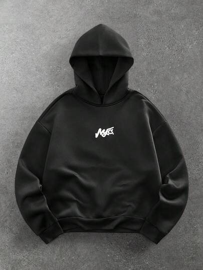 Street Life Men's Dropped Shoulder Long Sleeve Casual Letter Embossed Hoodie