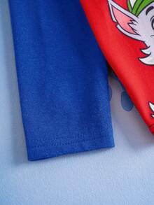 SHEIN | PAW Patrol Young Boy Casual Cartoon Dog & Letter Print Crew Neck Long Sleeve Knit T-Shirt, Spring/Autumn - Blue - View 3