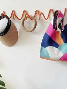 Joivida 1pc Creative Wave Design Metal Wall Hooks - Elegant Nordic-Style Coat And Hat Holders With Smooth Curved Shapes, Suitable For Home Organization, Hotel Decoration, And Fashion Store Displays. With A Simple Aesthetic Style, They Are Ideal As Valentine's Day Gifts, Valentine's Day Presents, Applicable For Renting, Installing On Walls At Home, In Wardrobes, On Doors For Storing Clothes, Scarves, Bags. - Multicolor - View 4