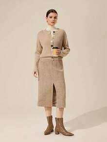 CUCCOO CHICEST Botines de tacón grueso de punta fina y versátiles para mujer - Marrón - Ver 10