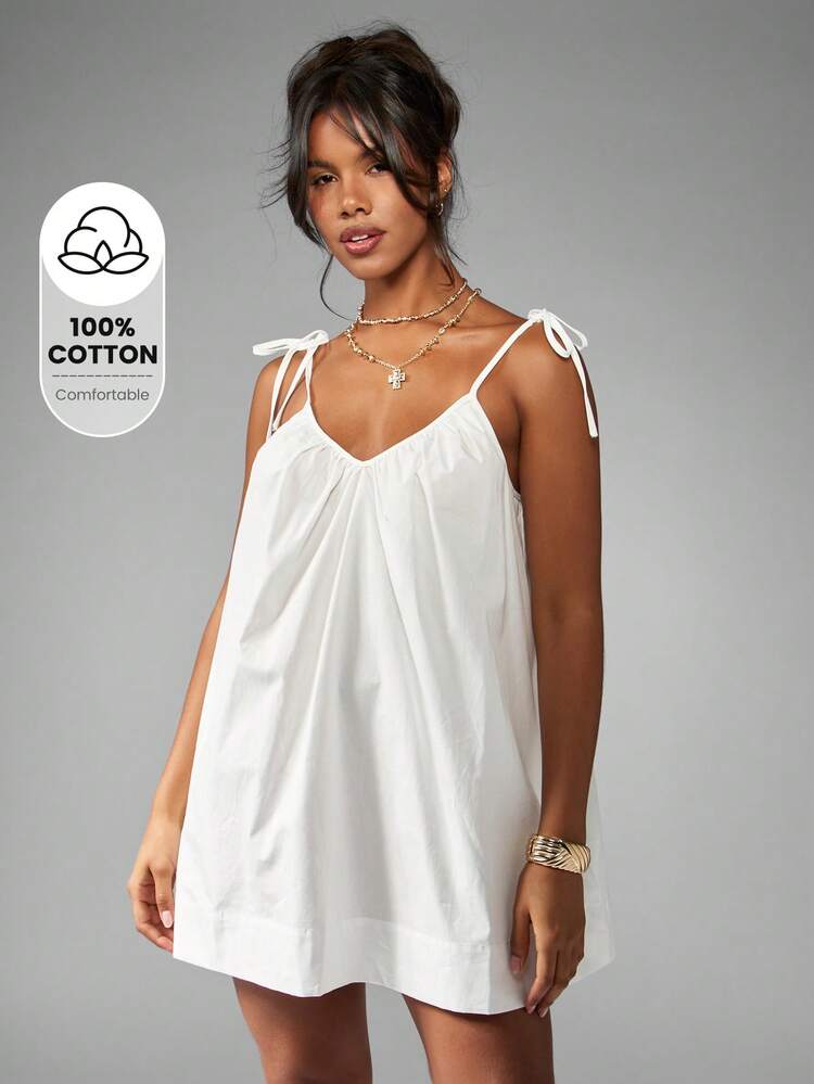 MISSGUIDED Boho Smock Cotton Shift Mini Sundress