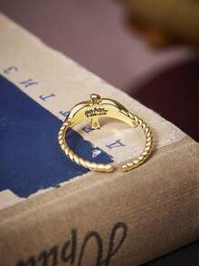 HARRY POTTER X SHEIN Anillo ajustable con diseño de pájaro dorado delicado y compacto - Dorado - Ver 2