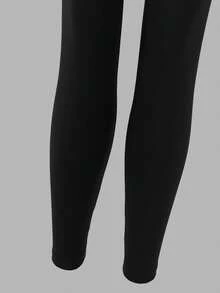 Sparklyn Conjunto de chándal para mujer y adolescente, nuevo para otoño/invierno, sudadera de cuello redondo con estampado digital blanco y lazo negro, pantalones pitillo negros, decoración con lazo blanco, cómodo y ajustado - Blanco - Ver 4