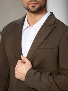 Manfinity Bizformal Men's 2pcs Men's Suit Set Solid Color  Brown Suit Men's Lapel Neck Long Sleeve Jacket And Pants Casual Suit Set Men Suit Formal Wedding Outfit For Men Men Elegant Outfit Prom Suit For Men Wedding Suit For Men - Brown - View 7