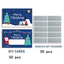 50Pcs Christmas Holiday Scratch Cards With Santa And Tree Design | DIY Holiday Gifts And Prize Tickets | Interactive Party Games For Friends And Family | Including 30 Double-Sided Printing Cards + 30 Scratch Stickers, Christmas Cards - Multicolor - View 11