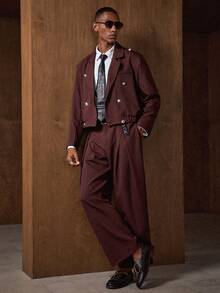 AKNOTIC Men's Suit Set, Comfortable & Versatile For Daily Wear, Gatherings, Parties, Dates - Rose Red - View 4