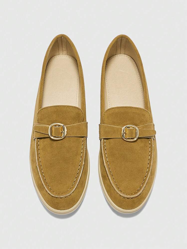 CUCCOO BIZCHIC Women's Buckle Design Casual Comfortable Slip-On Loafers For Daily Commute For Christmas