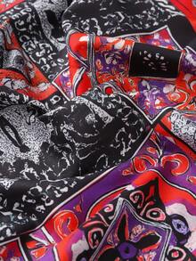 SHEIN Franclia Women's Casual Print Loose Deep V-Neck Long Sleeve Dress Boho Dress Women