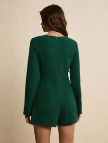 Poéselle Bộ đồ liền thân dài tay cài nút phía trước thanh lịch dành cho nữ, mùa thu - Màu xanh lá cây đậm - Xem 7