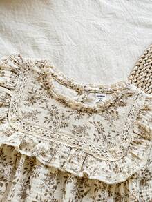 Vintaside Kids 女童杏色碎花长袖连衣裙，优雅精致的版型，适合外出、约会、休闲穿着以及校园/派对活动。 - 彩色 - 查看 10