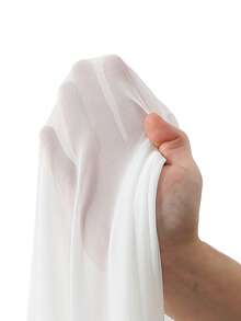 DelicateAllure مجموعة ملابس نوم من فستان انزلاقي مريح من الشبك الشفاف والدانتيل المكشكش غير متماثل، وردة مربوطة، مقاسات كبيرة - أبيض - مشاهدة 9