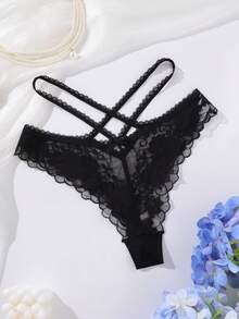 Crystal Vow Women's Lace Trim Comfort Bikini Panties - Black - View 4