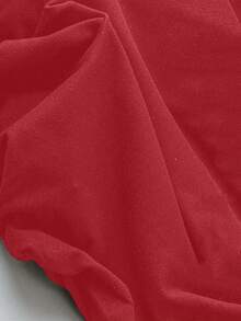 SHEIN LUNE Women's Plus Size Casual Solid Color Crew Neck Long Sleeve Knit T-Shirt, Autumn/Winter - Red - View 6