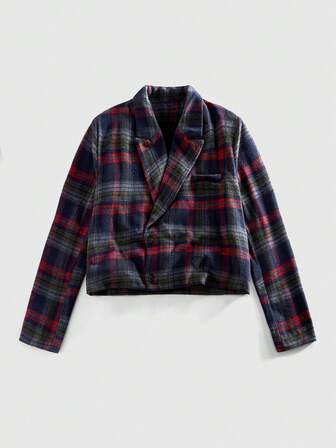 Street Life Blazer court à manches courtes à carreaux pour hommes