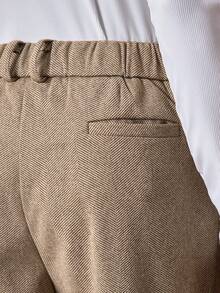 AKNOTIC Business Casual Men's Pleated Pocket Casual Formal Office Commute Wool Blend Trousers - Coffee Brown - View 7