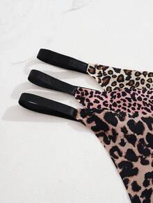 3条装女士无缝性感豹纹丁字裤，日常穿着 - 彩色 - 查看 6