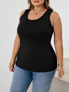 SHEIN CURVE+ 2件装加大码背心和吊带衫 - 黑與白 - 查看 8