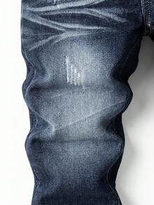 Young Boys Denim Jeans, New Arrival For All Seasons, Medium Blue Washed Denim, Casual & School Style, 3D Cat Whiskers & Faded Details, Slim Straight Fit, Comfortable Cotton Denim, Suitable For Daily Wear, School And Commute Streetwear Jeans Jeans For Boys - Blue - View 7