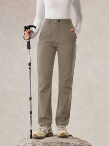 OutZeal 女士无氟防水多口袋拉链裤脚户外裤，适合露营、徒步、登山 - 卡其色 - 查看 10