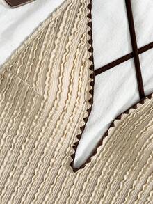 Swim Chiccia 2026 最新款法式复古钩针深V系带连体泳衣，度假风交叉露背高腰针织泳衣米色泳衣钩针泳衣女士针织泳装波西米亚风泳衣夏季连体泳衣 - 卡其色 - 查看 7