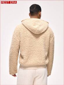 Rest Era Men's Casual Letter Embroidered Hooded Fleece Sweatshirt, Autumn/Winter - Multicolor - View 2