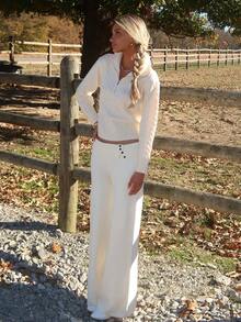 Sydney Algeri New Arrival Casual Loose Half-Zip Sweater For Women, Autumn - White - View 6