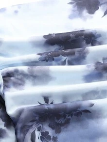 SHEIN Tween Girls Asymmetric Shoulder Design Knit Printed Casual Fashionable Matching Family Tops - Blue - View 3