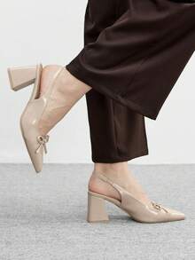 CUCCOO BIZCHIC Women's Pointed Toe Bow Decor Fashionable Versatile High Heels For Christmas