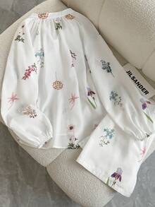 Airaco 2pcs Women Casual Long Sleeve Top And Shorts Set - White - View 2