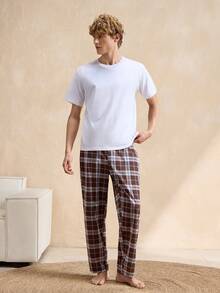 Men's Plaid Print Casual Pocketed Lounge Pants