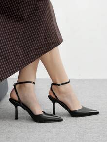 CUCCOO BIZCHIC Sapatos de Salto Fino Versáteis de Bico Fino para Mulheres - Preto - Visão 6